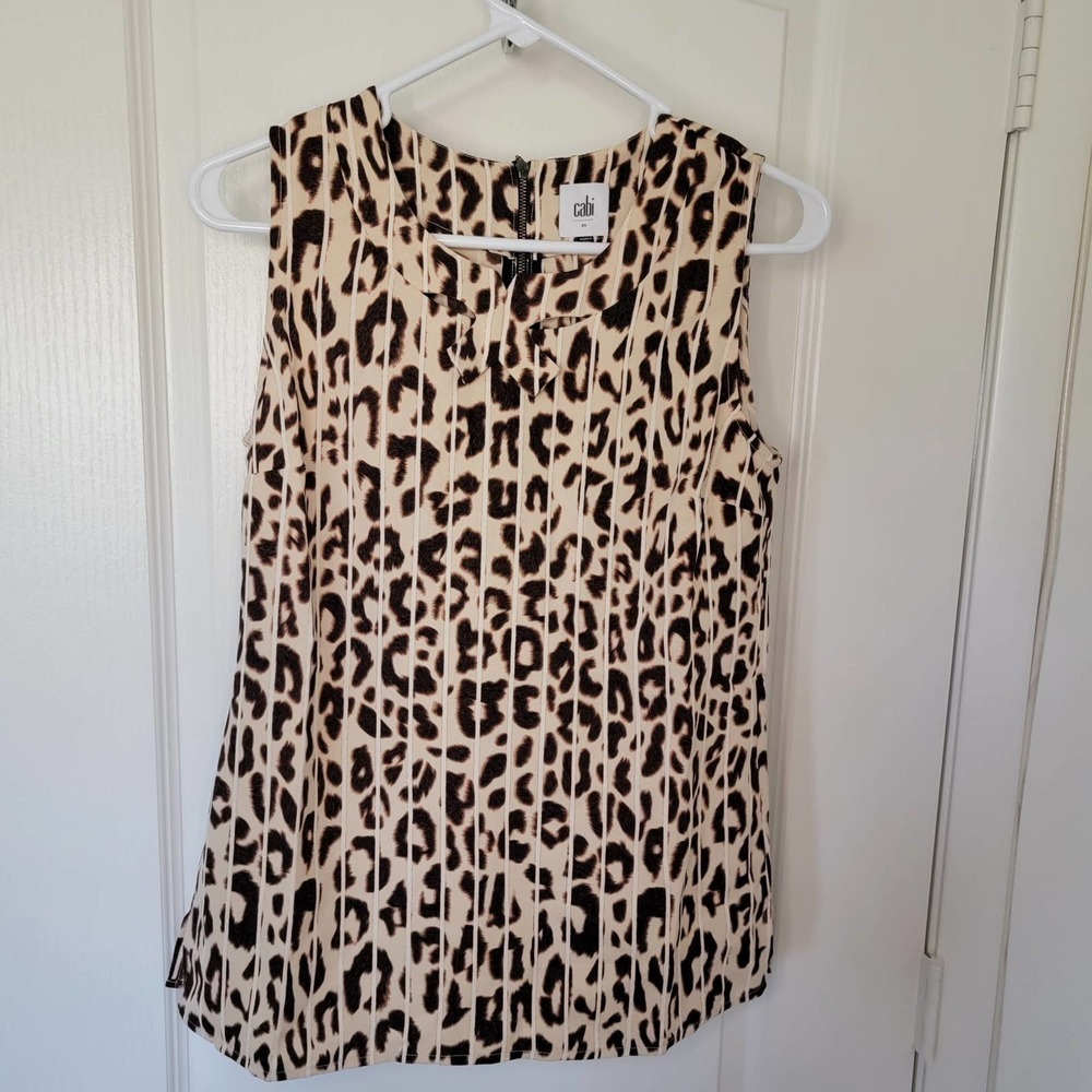 Cabi Ginger Leopard Print Sleeveless Top Size xs